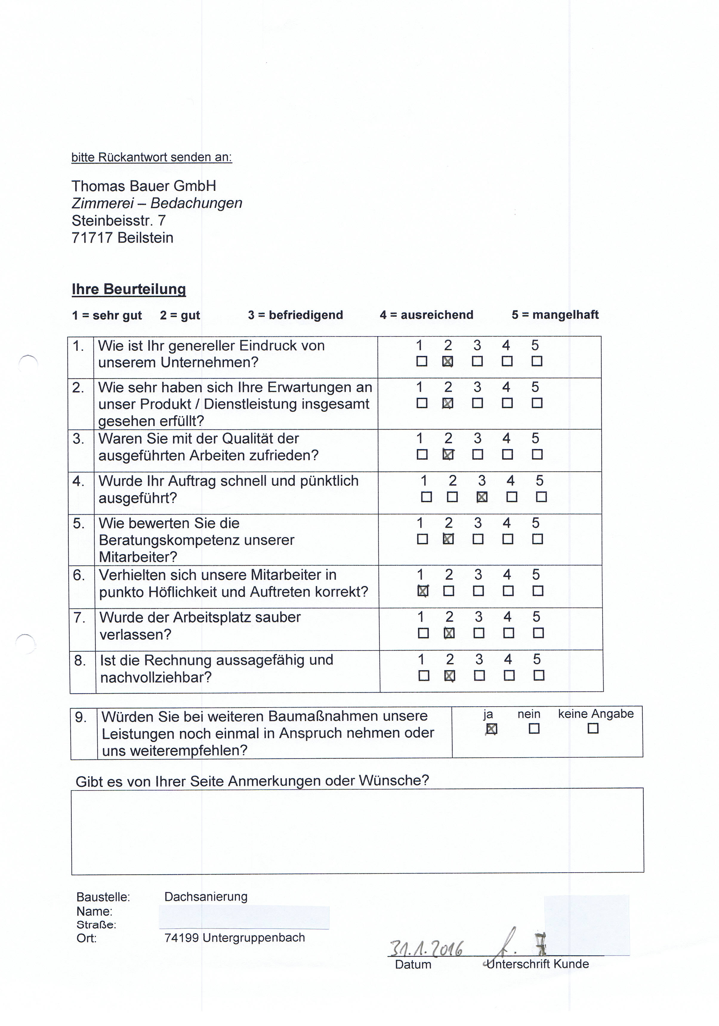 Kundenzufriedenheitsrueckmeldungen Th Bauer GmbH 1