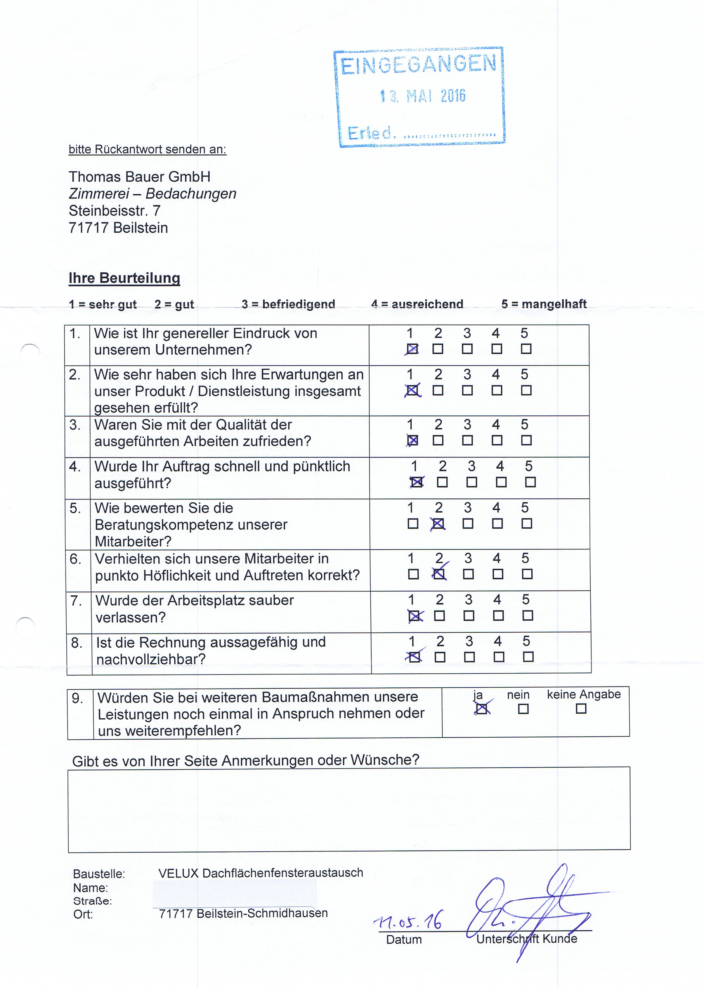 Kundenzufriedenheitsrueckmeldungen Th Bauer GmbH 3