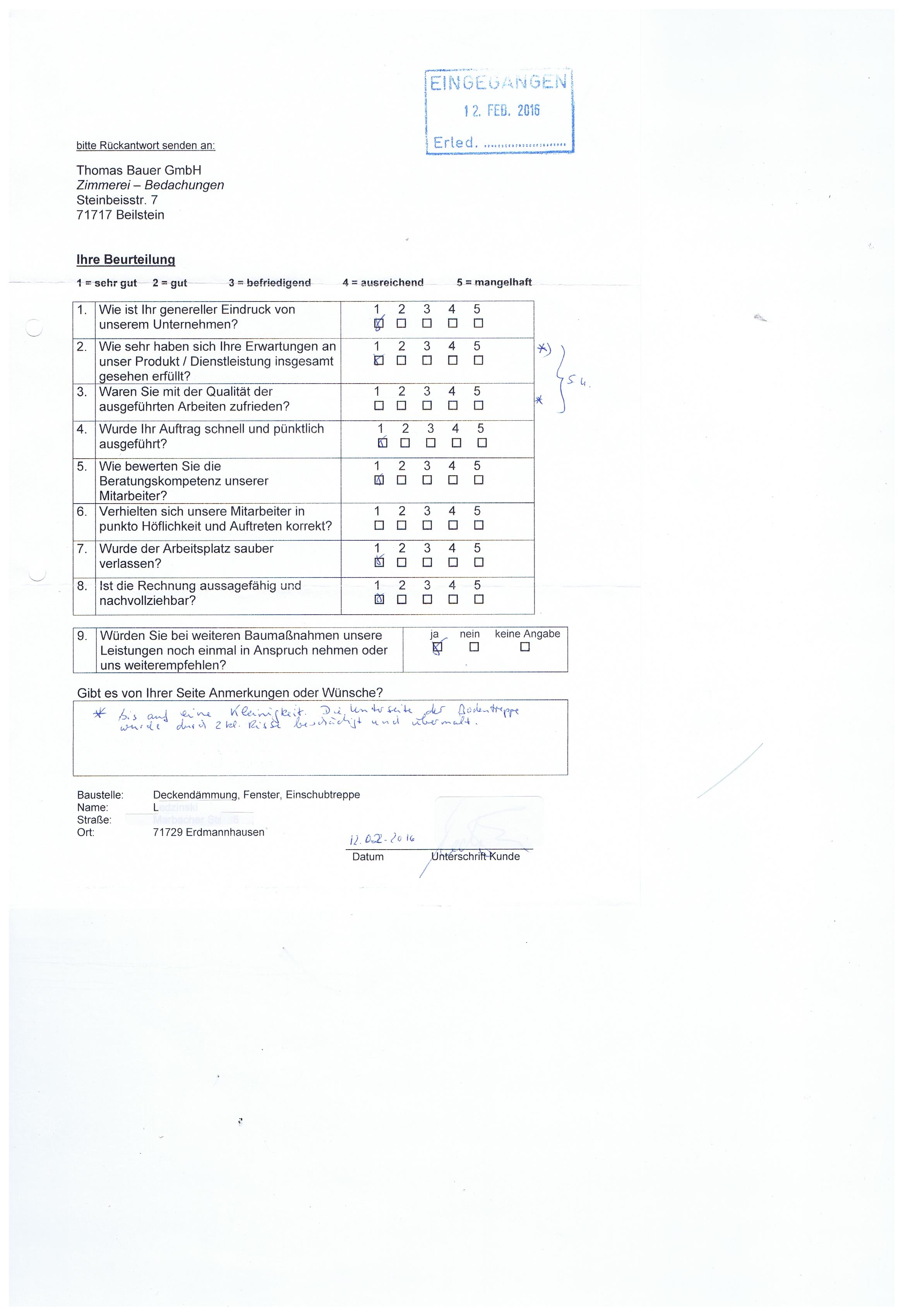 Kundenzufriedenheitsrueckmeldungen Th Bauer GmbH 5