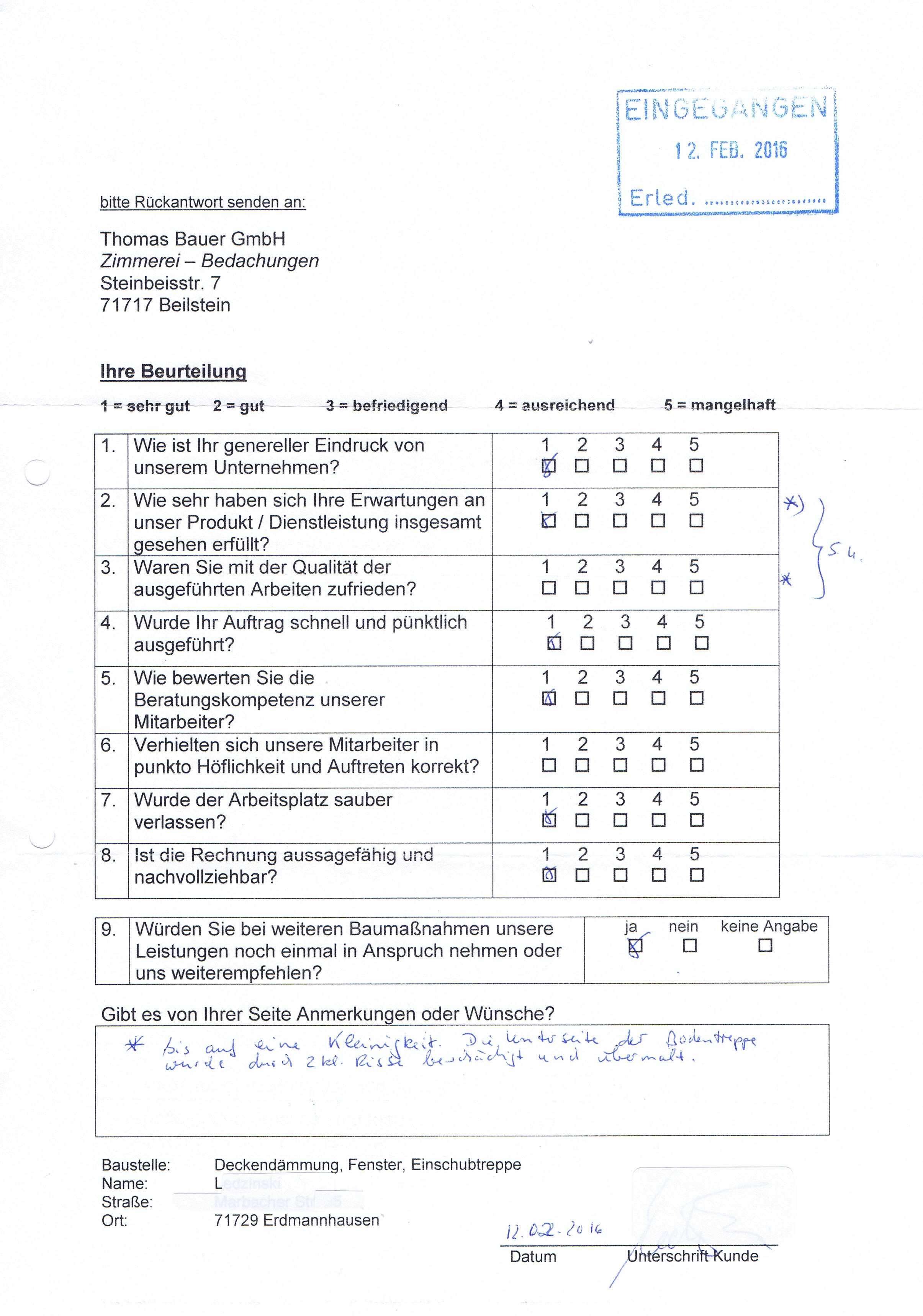 Kundenzufriedenheitsrueckmeldungen Th Bauer GmbH 8