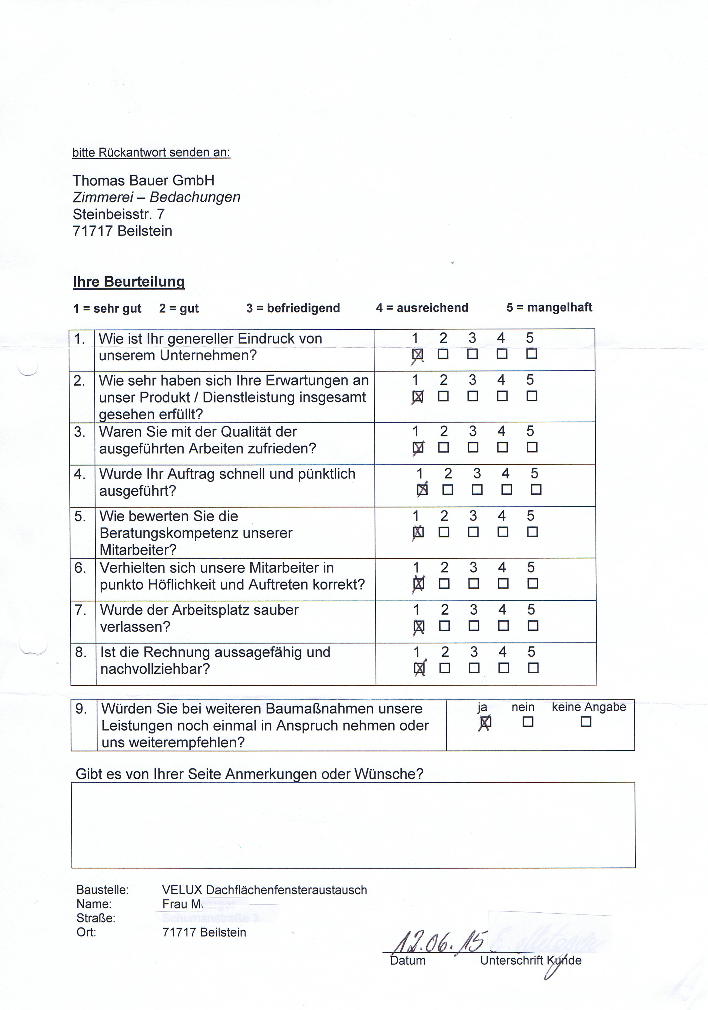 Kundenzufriedenheitsrueckmeldungen Th Bauer GmbH 9